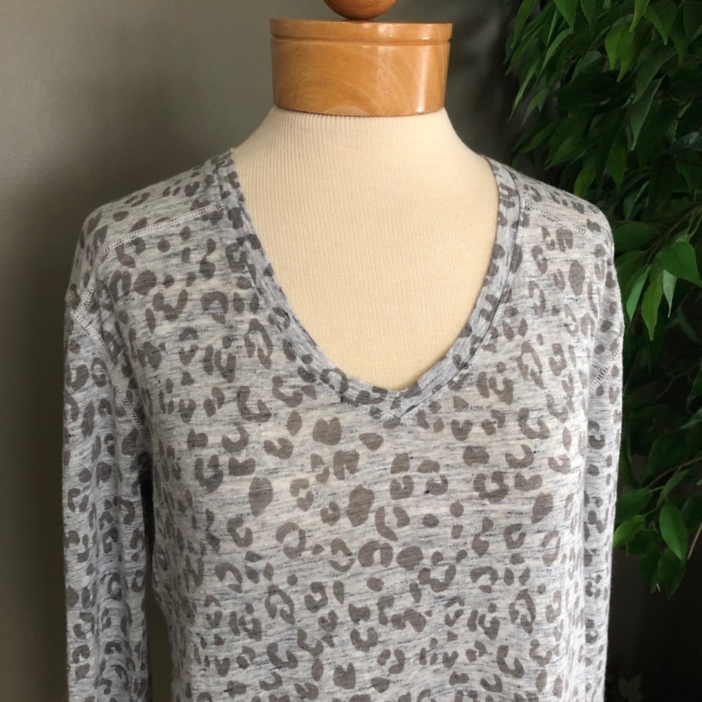 Rails Sami Heather Gray Leopard Print Top Linen S - image 3